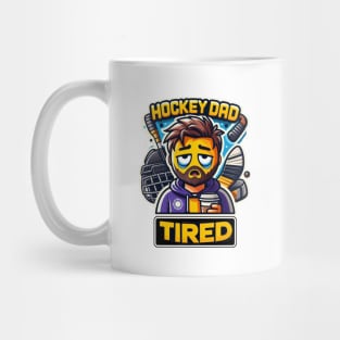 Hockey Dad Tired | Funny Emoji Hockey Parent Design Mug